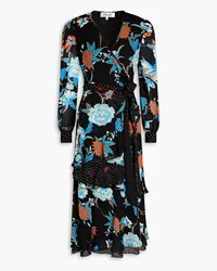 Diane von Furstenberg Desma printed crepe de chine midi wrap dress - Black Black