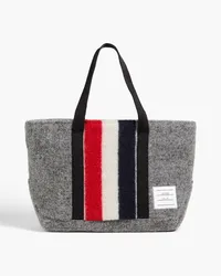 Thom Browne Striped felt tote - Gray - OneSize Gray