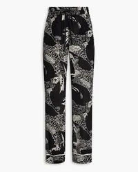 RED Valentino Printed silk crepe de chine straight-leg pants - Black Black