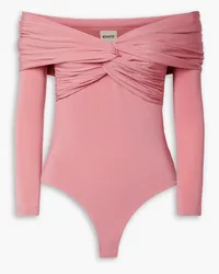 KHAITE Cibo off-the-shoulder twisted stretch-jersey bodysuit - Pink Pink