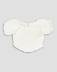 A.L.C. Nora off-the-shoulder gathered cotton-blend poplin top - White White