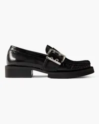 Ganni Feminine buckled faux patent-leather loafers - Black Black