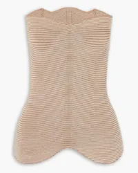 Isa Boulder Curly strapless ribbed-knit top - Neutral Neutral