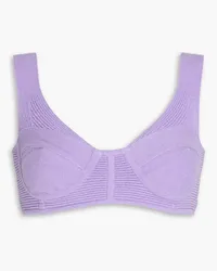 Hervé Léger Bouclé-knit cotton-blend bra top - Purple Purple