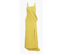 Page wrap-effect wool-blend crepe gown - Yellow