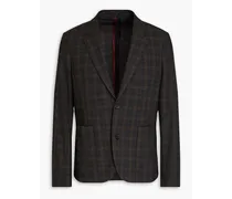 Checked wool-blend blazer - Gray