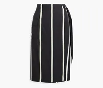 Belted striped satin wrap skirt - Black