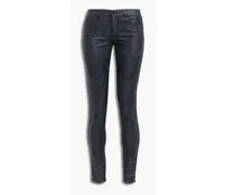 Cate coated snake-print high-rise skinny jeans - Black
