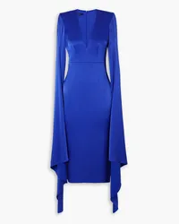 Alex Perry Vander cape-effect satin-crepe midi dress - Blue Blue