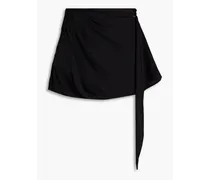 Draped silk-satin mini skirt - Black