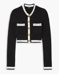 Balmain Cropped metallic wool-blend cardigan - Black Black