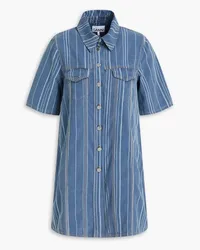 Ganni Striped denim mini shirt dress - Blue Blue