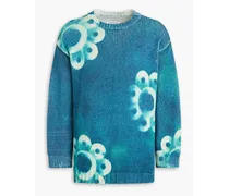 Tie-dyed ribbed-knit sweater - Blue