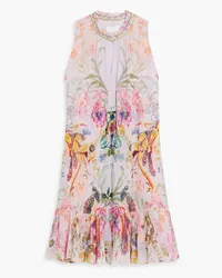 Camilla Crystal-embellished printed silk-georgette mini dress - Purple Purple