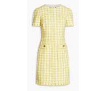 Embellished cotton-blend tweed mini dress - Yellow