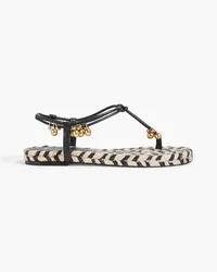 Altuzarra Bead-embellished leather espadrille sandals - Black Black