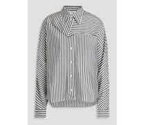 Striped poplin shirt - White