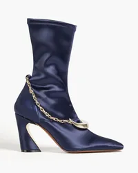 Zimmermann Chain-trimmed satin ankle boots - Blue Blue