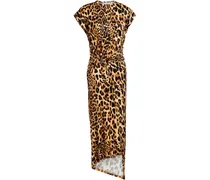 Asymmetric wrap-effect leopard-print stretch-jersey dress - Animal print