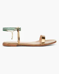 Gianvito Rossi Embellished mirrored-leather sandals - Metallic Metallic