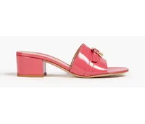 Embellished patent-leather mules - Pink