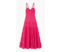 Melia scalloped tiered cotton-blend voile maxi dress - Pink
