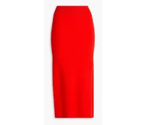 Logo embroidered cashmere-blend midi skirt - Red