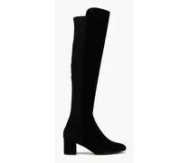 Gillian stretch-suede and neoprene knee boots - Black
