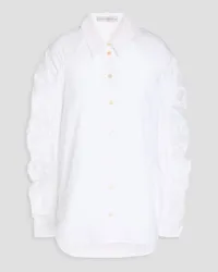 palmer//harding Fleeting ruched cotton-poplin shirt - White White