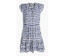 Zee ruffled gingham cotton mini dress - Blue