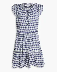 Veronica Beard Zee ruffled gingham cotton mini dress - Blue Blue