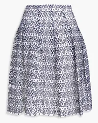 Oscar de la Renta Pleated broderie anglaise cotton-blend skirt - Blue Blue