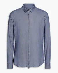 Giorgio Armani Herringbone stretch-cotton jersey shirt - Blue Blue