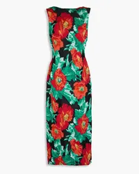 Oscar de la Renta Floral cloqué-jacquard midi dress - Green Green