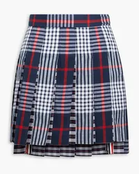 Thom Browne Pleated Prince of Wales checked cotton mini skirt - Blue Blue