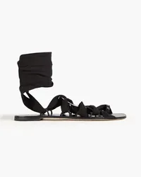 Tory Burch Embellished leather-trimmed cord sandals - Black Black