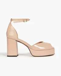 Maje Crystal-embellished patent-leather platform sandals - Pink Pink