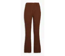 Ribbed-knit flared pants - Brown