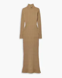 TOD'S Ribbed wool-blend turtleneck maxi dress - Brown Brown