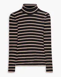 Veronica Beard Cedar striped ribbed jersey turtleneck top - Black Black