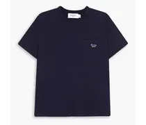 Appliquéd cotton-jersey T-shirt - Blue