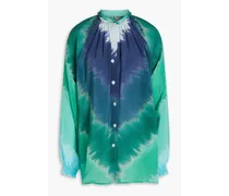 Piroi tie-dyed silk-georgette blouse - Blue