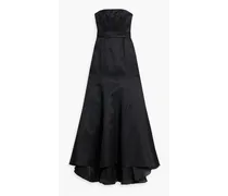 Strapless bow-embellished silk gown - Black