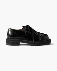 Marni Dada embellished fringed glossed-leather Derby shoes - Black Black