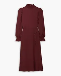 Reformation Stevi shirred georgette midi dress - Burgundy Burgundy