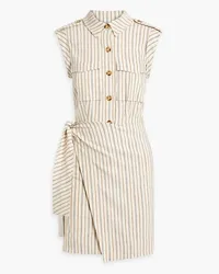 Derek Lam Giselle wrap-effect striped linen-blend mini dress - White White