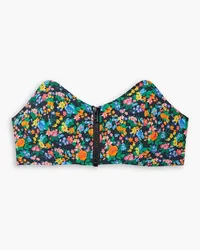 tibi Sabine strapless floral-print cotton-poplin bustier top - Black Black