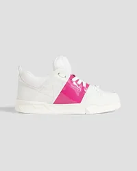 Valentino Garavani Open Skate mesh, smooth and patent-leather sneakers - White White