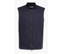 Linen and cotton-blend twill vest - Blue