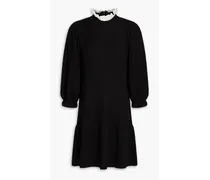 Lace-trimmed wool mini dress - Black